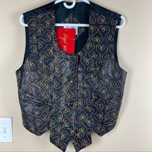 Vintage Deadstock ManArt Leather Embroidered Vest New Renaissance Faire